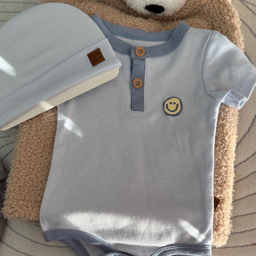 Blue Kids One Piece Bodysuit with Hat